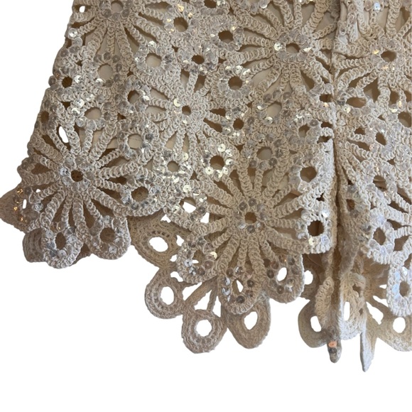 Maje Crochet & sequin high waist bohemian shorts size 38 US M like new condition - Picture 6 of 15